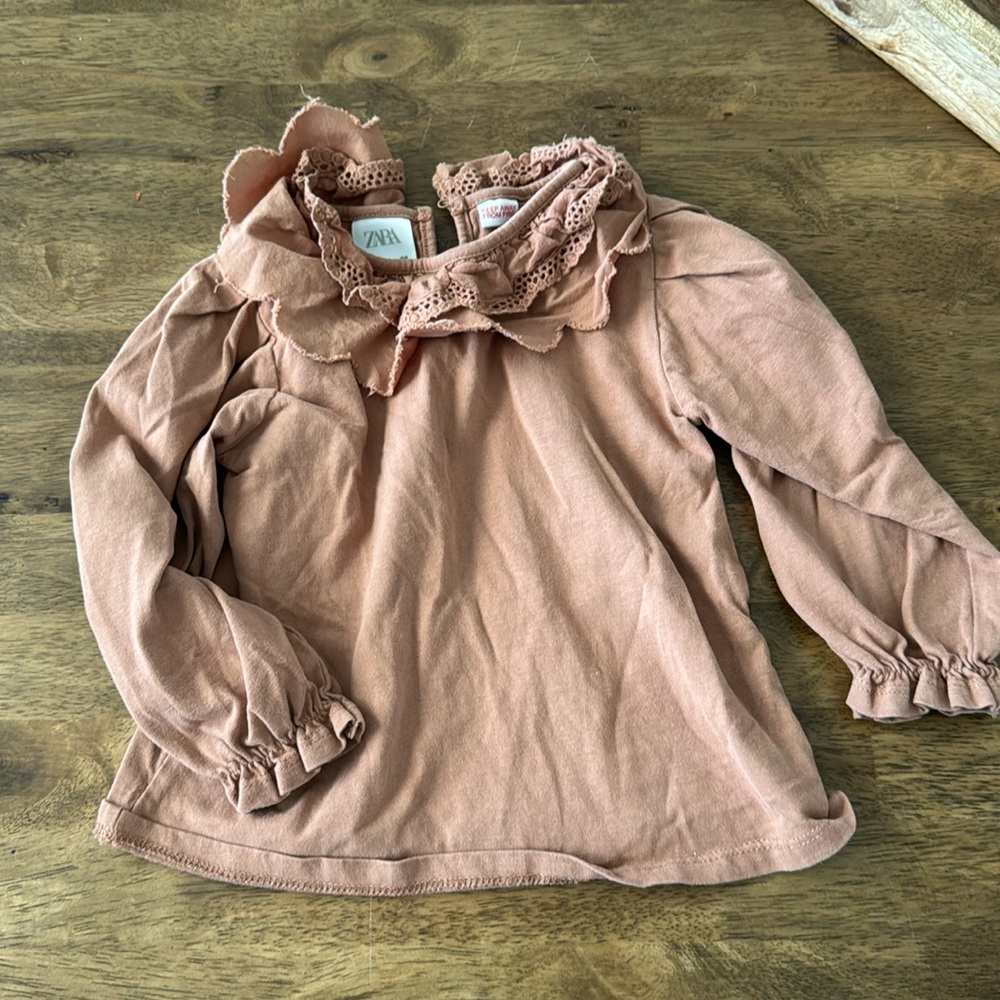 Tan/brown Zara ruffle long sleeve